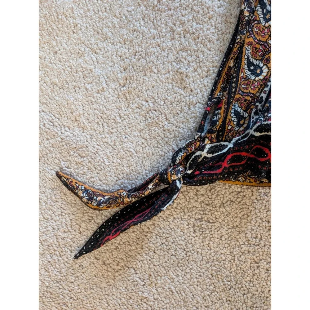 Free People Boho Paisley High Mock Neck Long Sleeve Top Medium